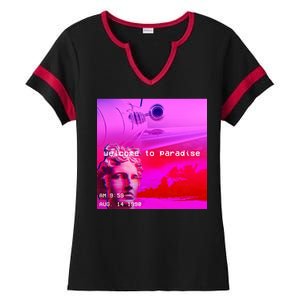 Welcome To Paradise Vaporwave Ladies Halftime Notch Neck Tee