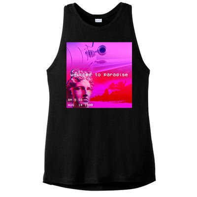 Welcome To Paradise Vaporwave Ladies PosiCharge Tri-Blend Wicking Tank