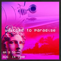 Welcome To Paradise Vaporwave 7 Panel Mesh Trucker Snapback Hat
