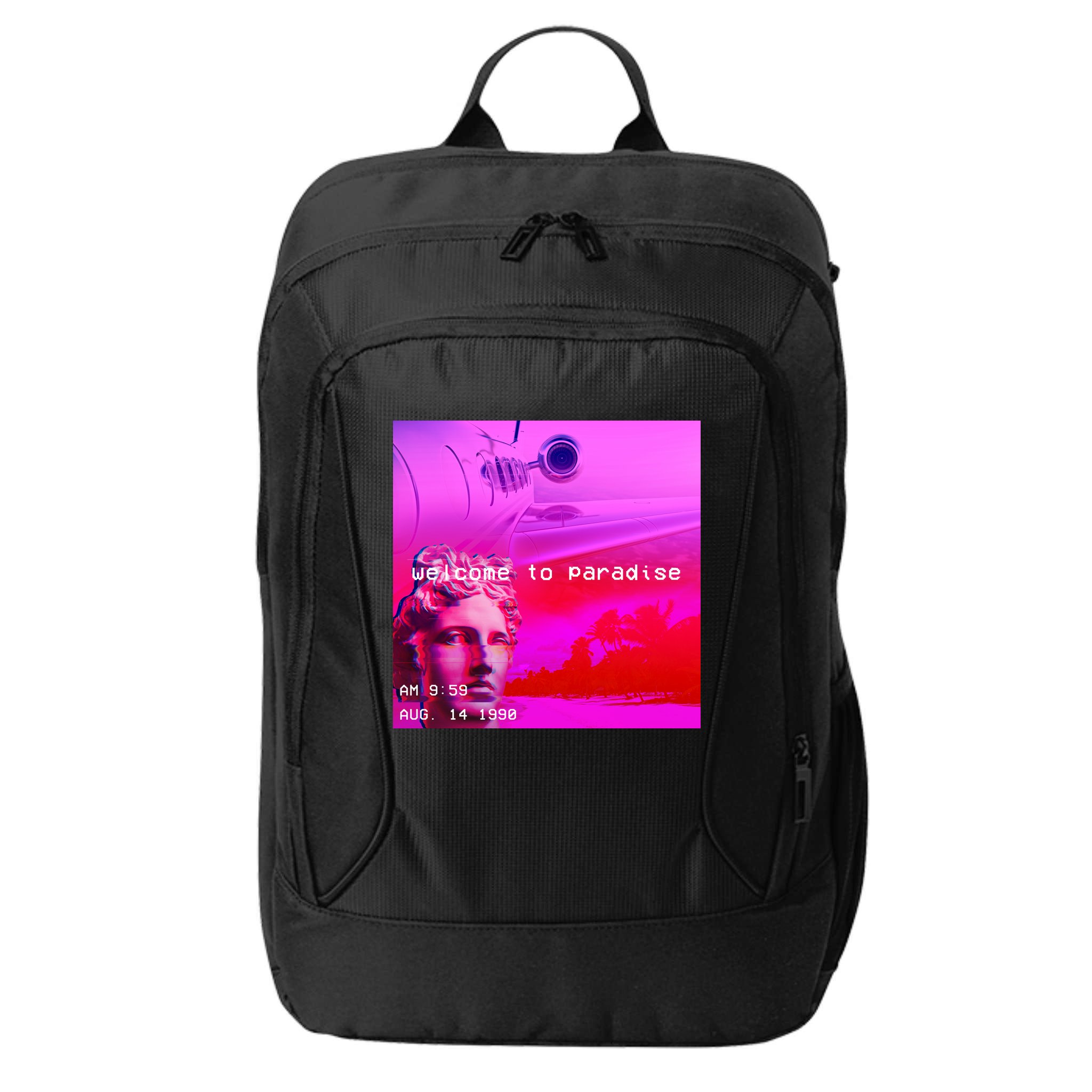 Welcome To Paradise Vaporwave City Backpack