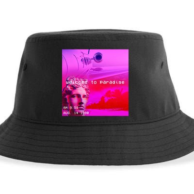 Welcome To Paradise Vaporwave Sustainable Bucket Hat