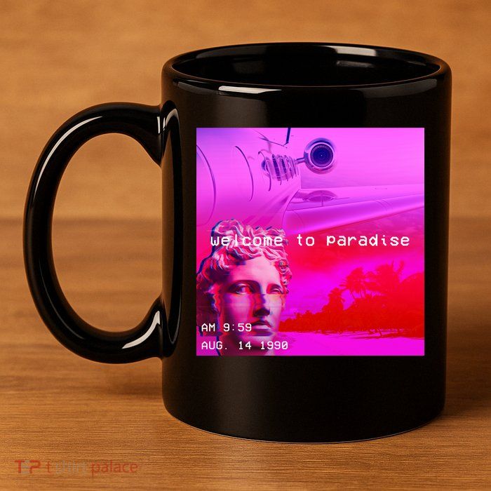 Welcome To Paradise Vaporwave 11oz C Handle Ceramic Mug