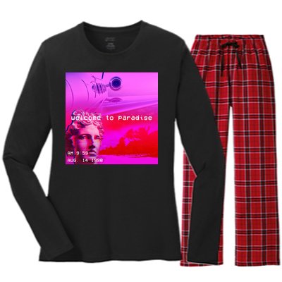 Welcome To Paradise Vaporwave Women's Long Sleeve Flannel Pajama Set 