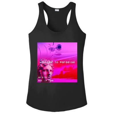 Welcome To Paradise Vaporwave Ladies PosiCharge Competitor Racerback Tank