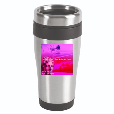 Welcome To Paradise Vaporwave 16oz Travel Tumbler