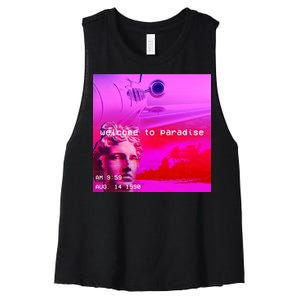 Welcome To Paradise Vaporwave Women's Racerback Cropped Tank