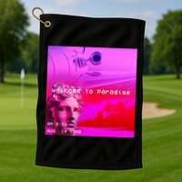 Welcome To Paradise Vaporwave Golf Towel