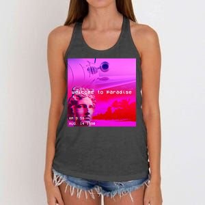 Welcome To Paradise Vaporwave Women's Knotted Racerback Tank