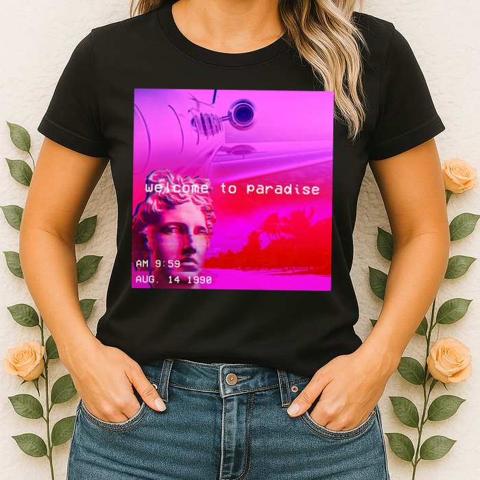 Welcome To Paradise Vaporwave Womens T-Shirt
