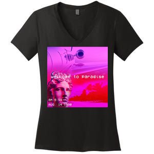 Welcome To Paradise Vaporwave Women's V-Neck T-Shirt