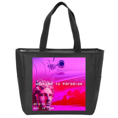 Welcome To Paradise Vaporwave Zip Tote Bag