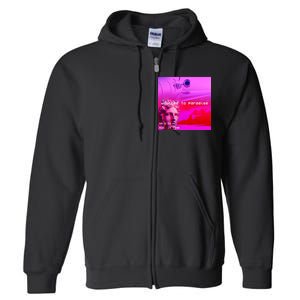 Welcome To Paradise Vaporwave Full Zip Hoodie