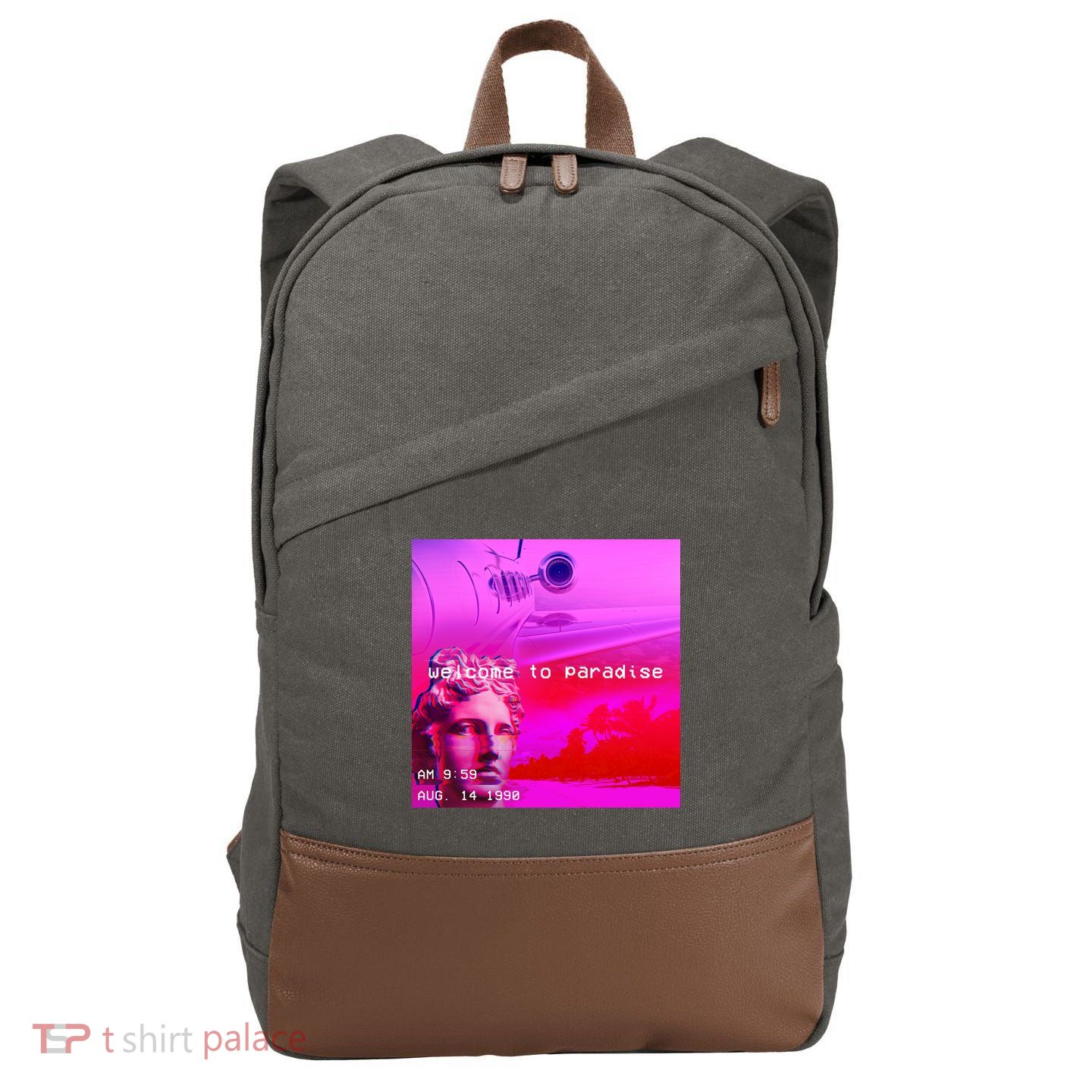 Welcome To Paradise Vaporwave Cotton Canvas Backpack