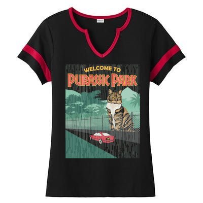 Welcome To Purassic Park Ladies Halftime Notch Neck Tee