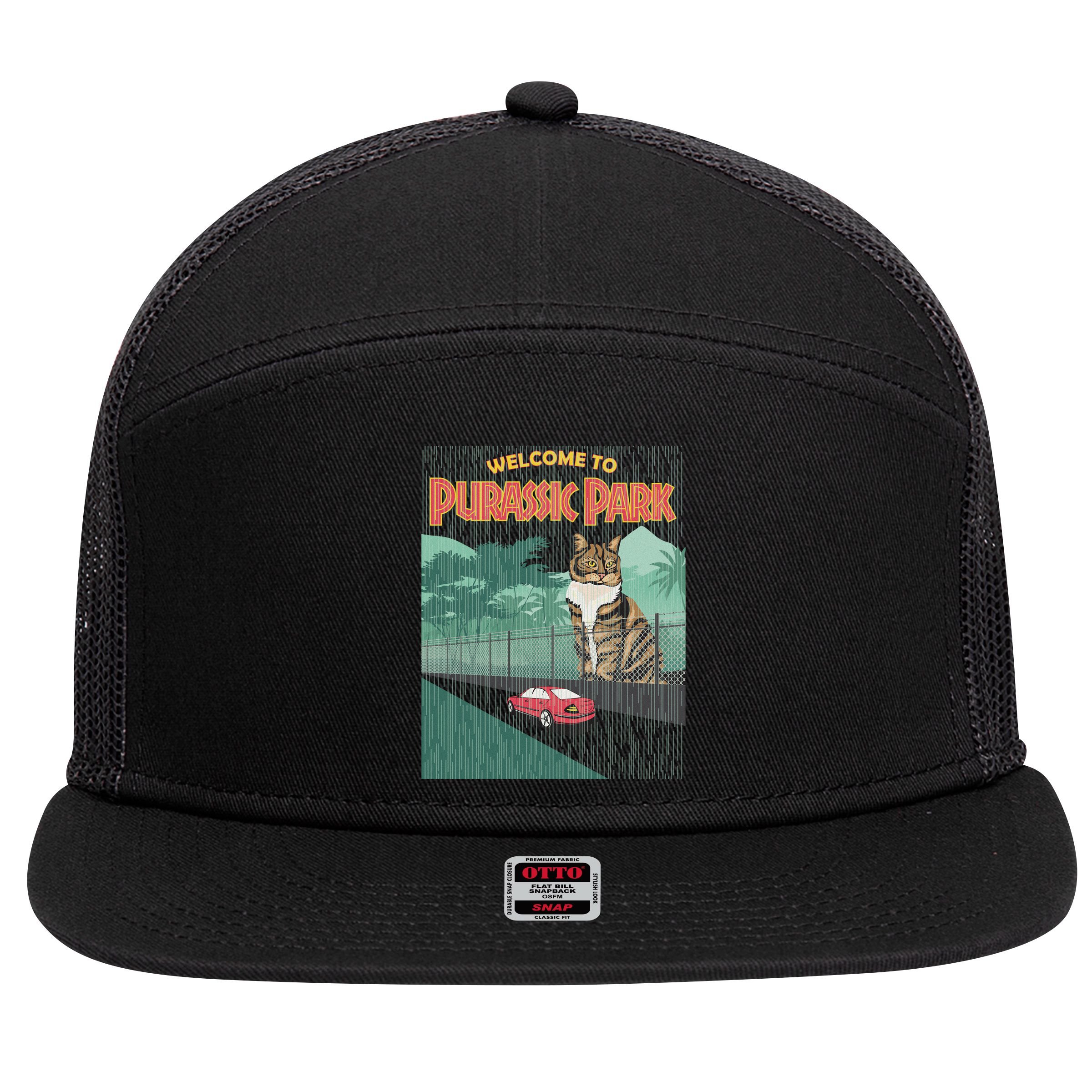 Welcome To Purassic Park 7 Panel Mesh Trucker Snapback Hat