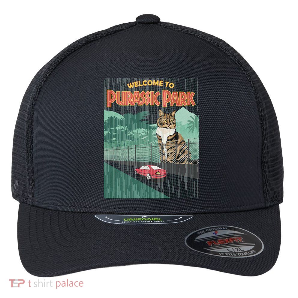 Welcome To Purassic Park Flexfit Unipanel Trucker Cap