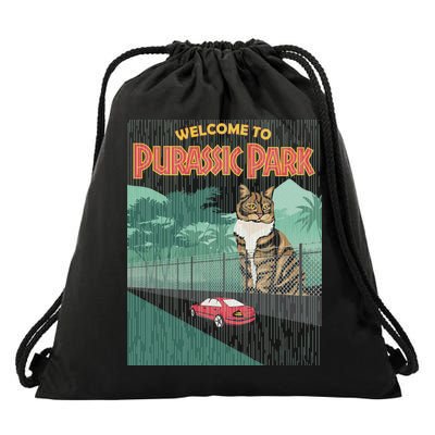 Welcome To Purassic Park Drawstring Bag