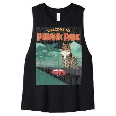 Welcome To Purassic Park Women's Racerback Cropped Tank