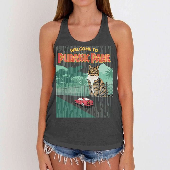 Welcome To Purassic Park Women's Knotted Racerback Tank