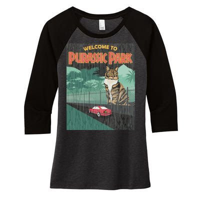 Welcome To Purassic Park Women's Tri-Blend 3/4-Sleeve Raglan Shirt