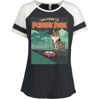 Welcome To Purassic Park Enza Ladies Jersey Colorblock Tee