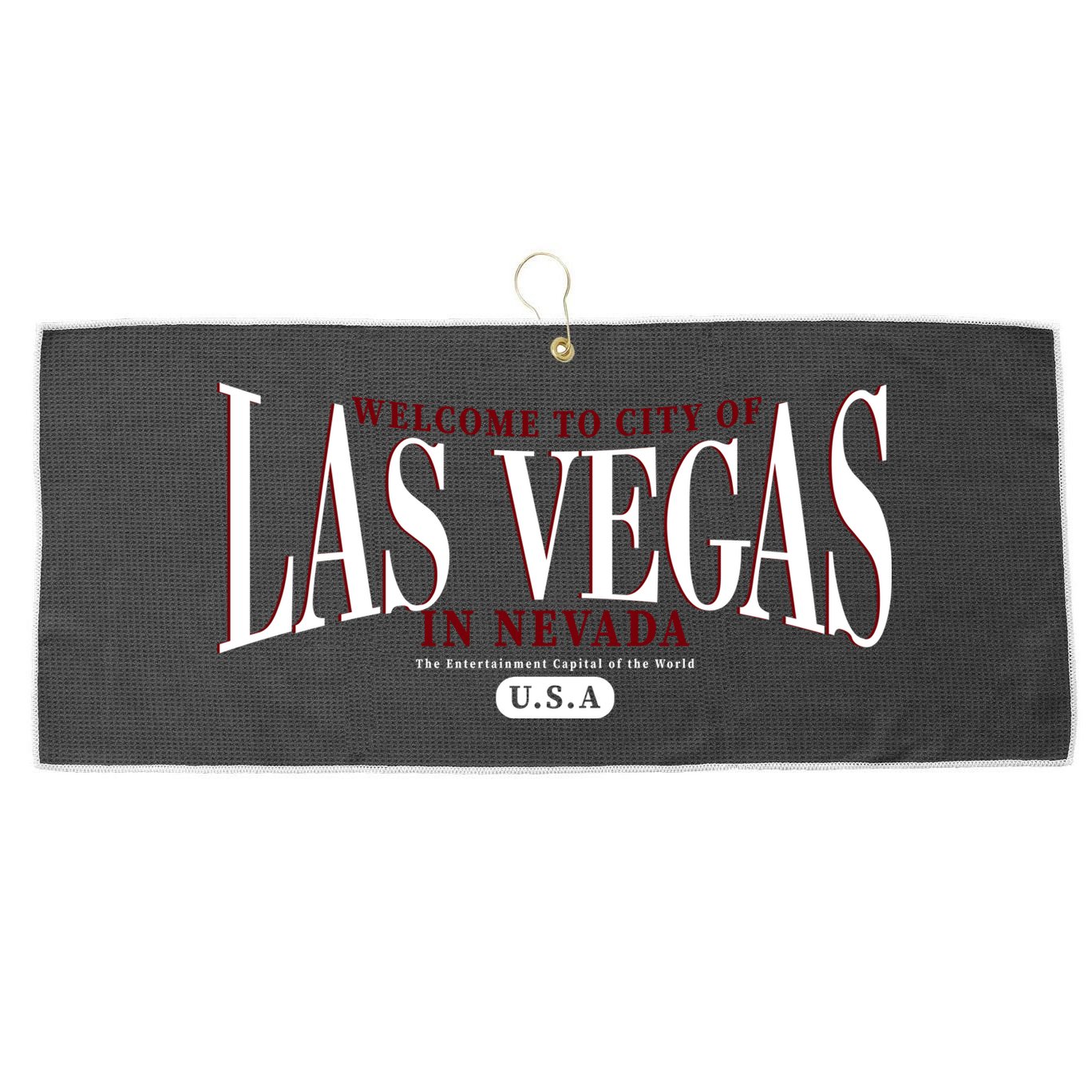 Welcome to the city of Las Vegas in Nevada Large Microfiber Waffle Golf Towel
