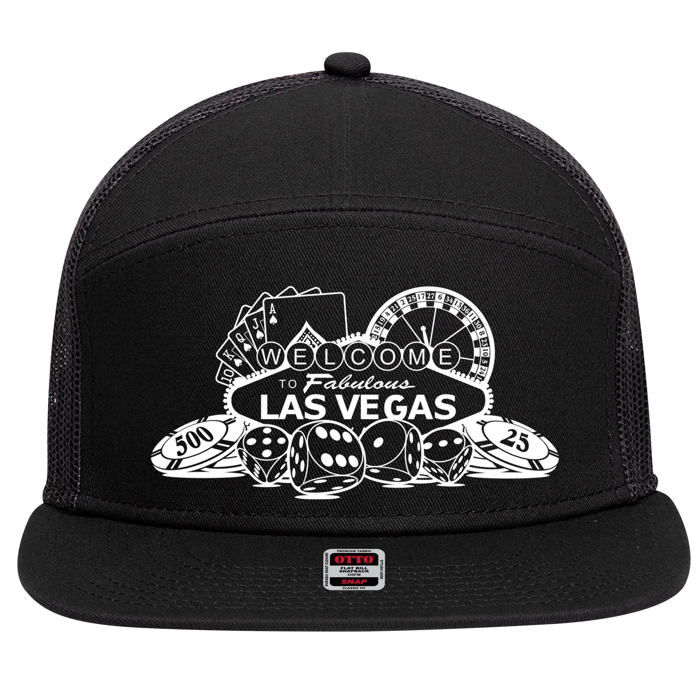 Welcome To The Fabulous Las Vegas Logo 7 Panel Mesh Trucker Snapback Hat
