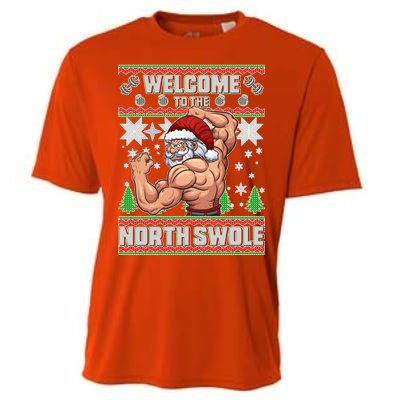 Welcome to the North Swole Santa Ugly Christmas Cooling Performance Crew T-Shirt