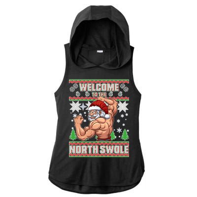 Welcome to the North Swole Santa Ugly Christmas Ladies PosiCharge Tri-Blend Wicking Draft Hoodie Tank