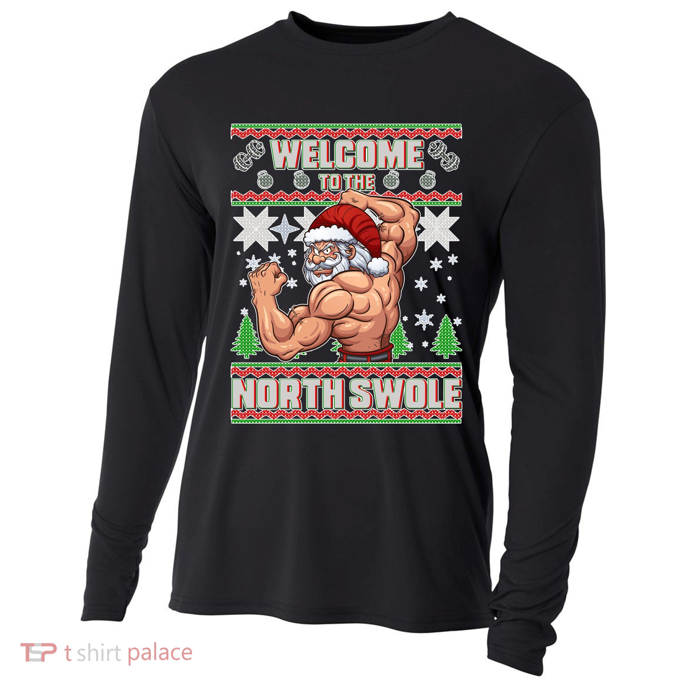 Welcome to the North Swole Santa Ugly Christmas Cooling Performance Long Sleeve Crew