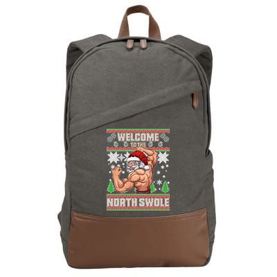 Welcome to the North Swole Santa Ugly Christmas Cotton Canvas Backpack