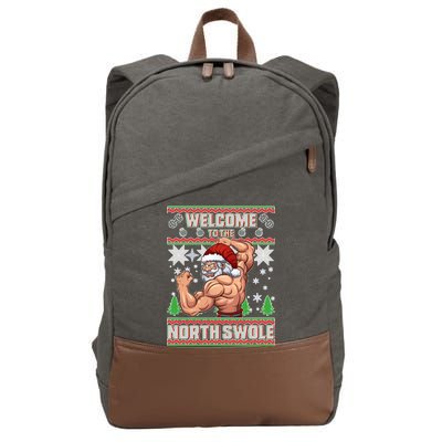 Welcome to the North Swole Santa Ugly Christmas Cotton Canvas Backpack