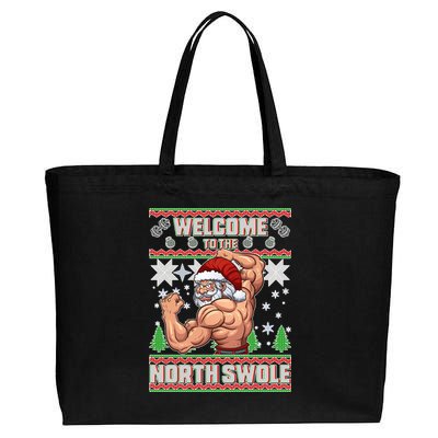 Welcome to the North Swole Santa Ugly Christmas Cotton Canvas Jumbo Tote