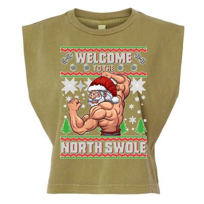 Welcome to the North Swole Santa Ugly Christmas Garment-Dyed Women's Muscle Tee