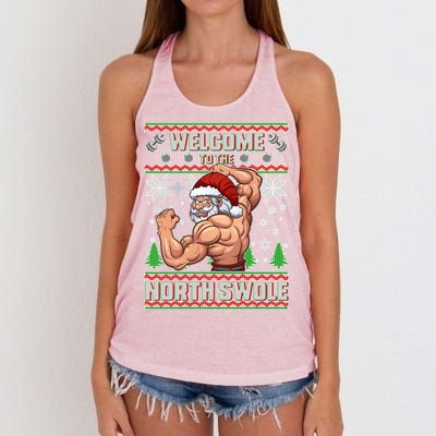 Welcome to the North Swole Santa Ugly Christmas Women's Knotted Racerback Tank