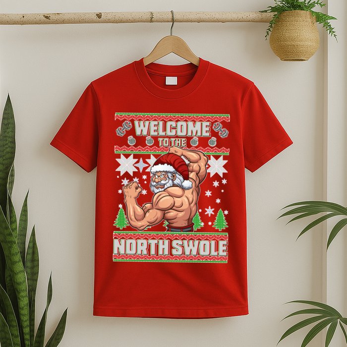 Welcome to the North Swole Santa Ugly Christmas T-Shirt