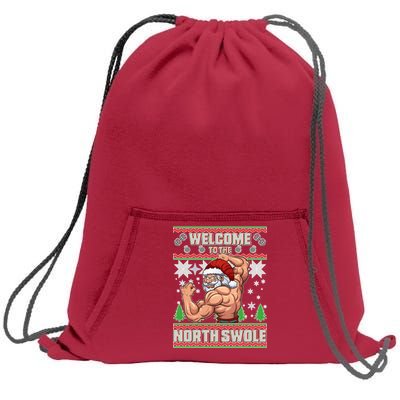 Welcome to the North Swole Santa Ugly Christmas Sweatshirt Cinch Pack Bag