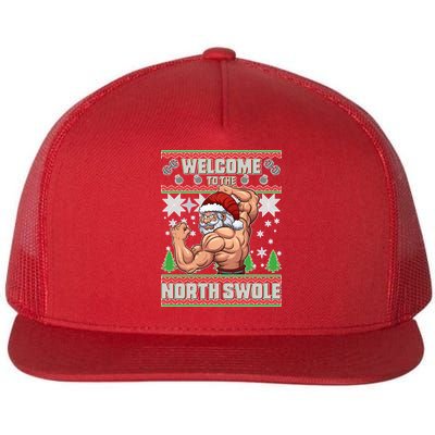 Welcome to the North Swole Santa Ugly Christmas Flat Bill Trucker Hat