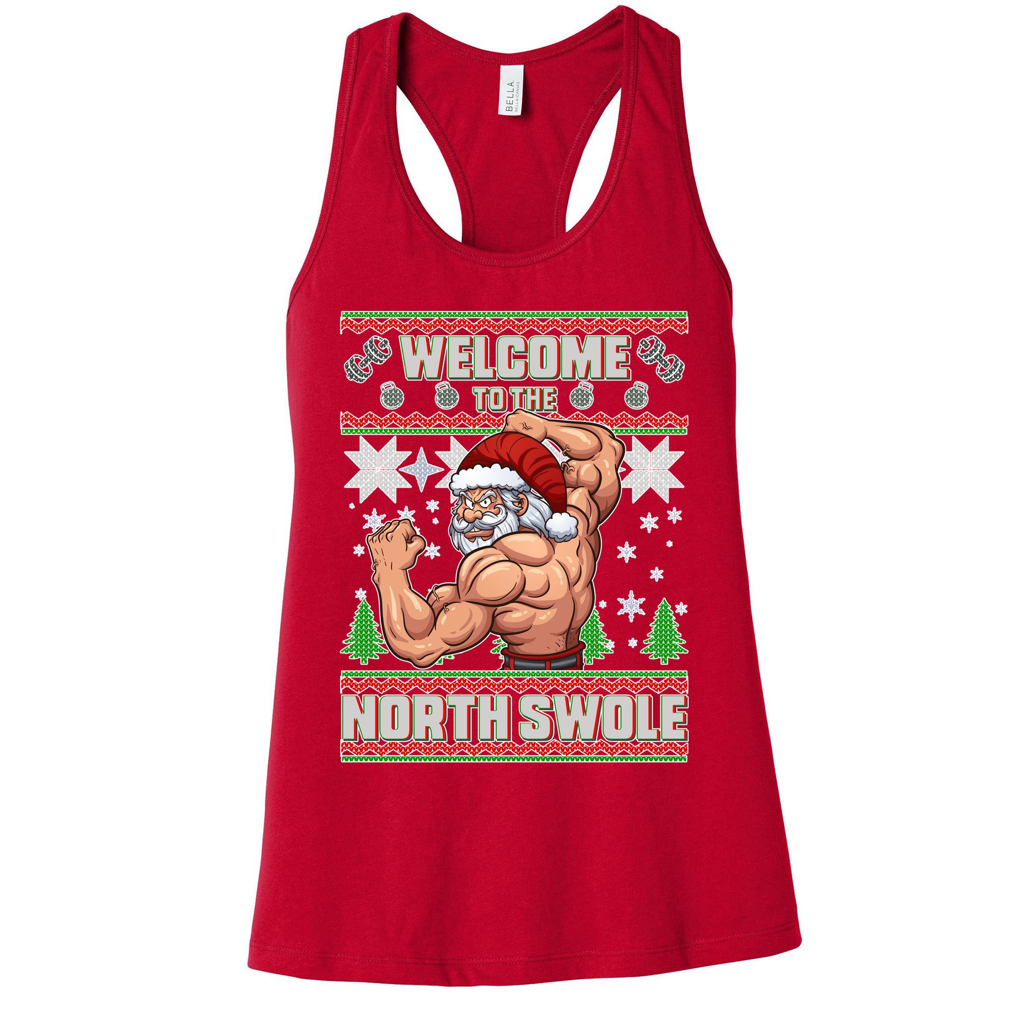 Welcome to the North Swole Santa Ugly Christmas Womens Tank Top