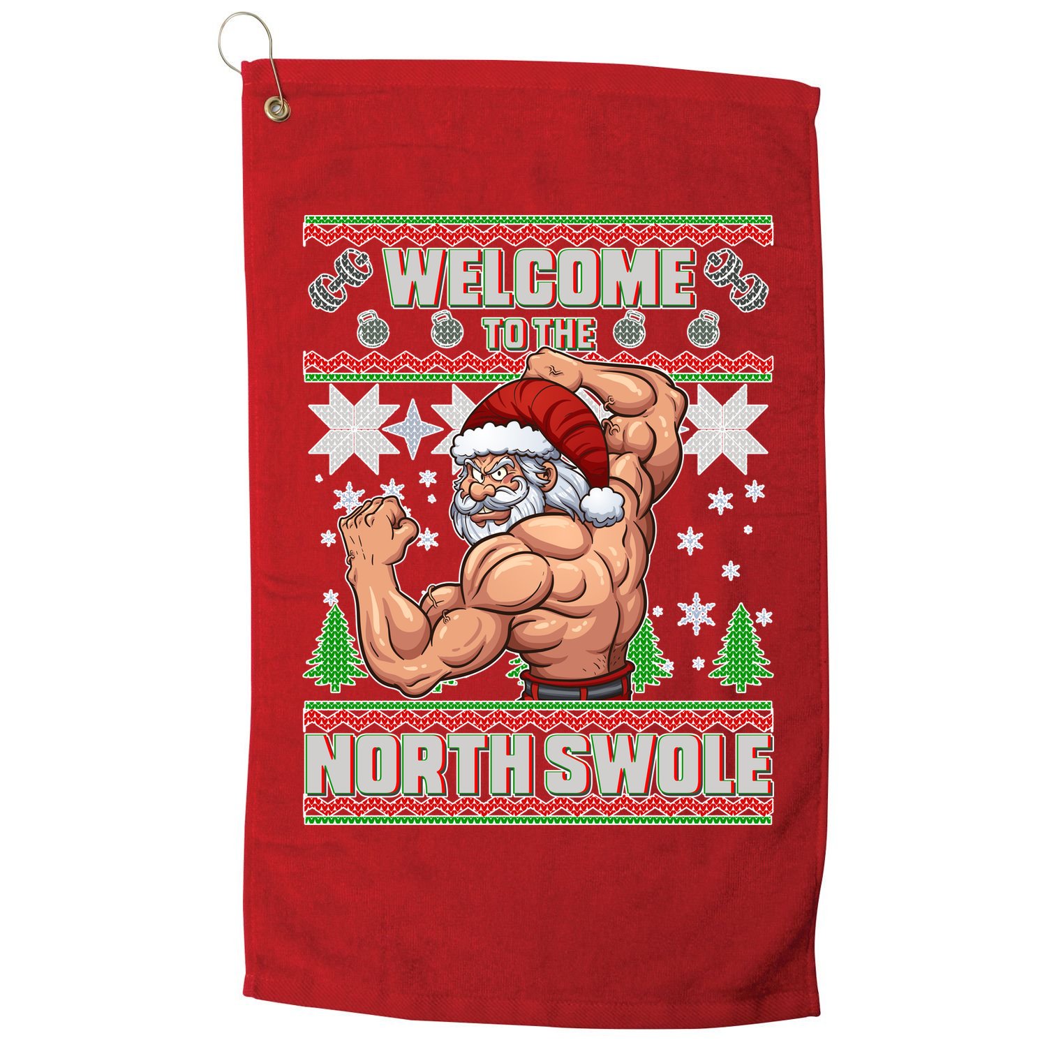 Welcome to the North Swole Santa Ugly Christmas Golf Towel
