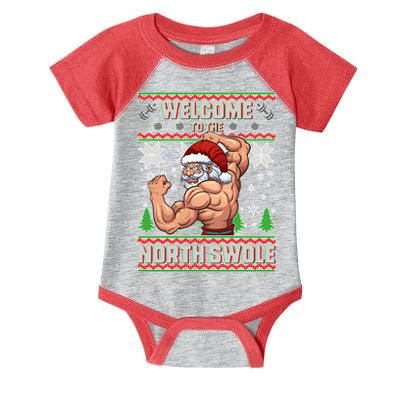 Welcome to the North Swole Santa Ugly Christmas Infant Baby Jersey Bodysuit