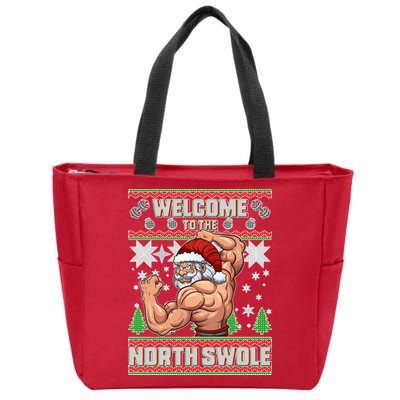 Welcome to the North Swole Santa Ugly Christmas Zip Tote Bag