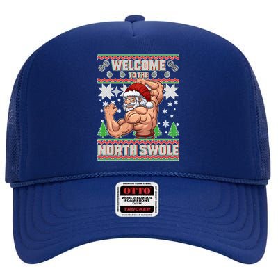 Welcome to the North Swole Santa Ugly Christmas High Crown Mesh Back Trucker Hat