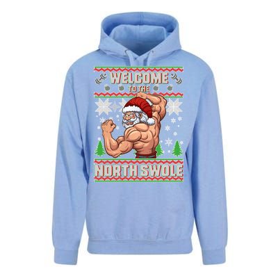 Welcome to the North Swole Santa Ugly Christmas Unisex Surf Hoodie