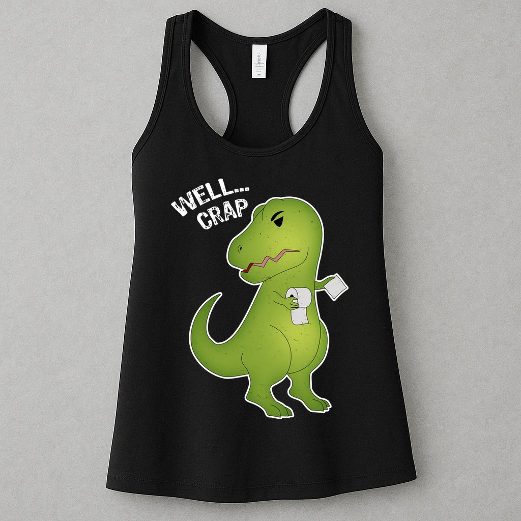 Well Crap Funny T-Rex Can't Wipe Womens Tank Top
