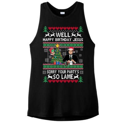 Well Happy Birthday Jesus Funny Quote Office Ugly Christmas Ladies PosiCharge Tri-Blend Wicking Tank