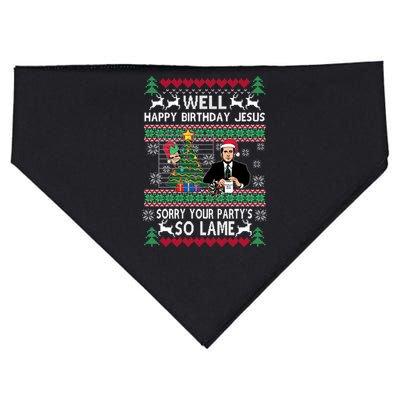 Well Happy Birthday Jesus Funny Quote Office Ugly Christmas USA-Made Doggie Bandana