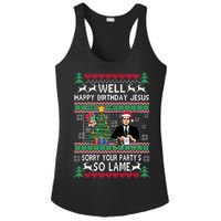 Well Happy Birthday Jesus Funny Quote Office Ugly Christmas Ladies PosiCharge Competitor Racerback Tank