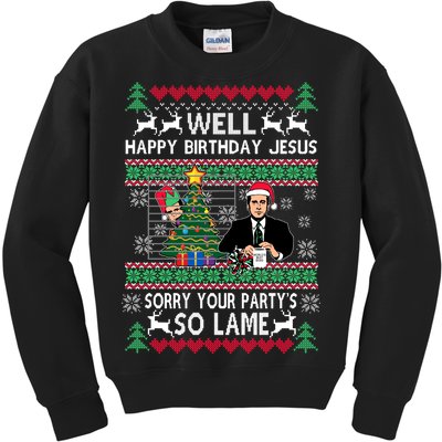 Well Happy Birthday Jesus Funny Quote Office Ugly Christmas Kids Sweatshirt