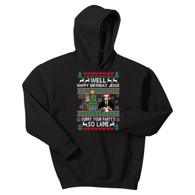 Well Happy Birthday Jesus Funny Quote Office Ugly Christmas Kids Hoodie